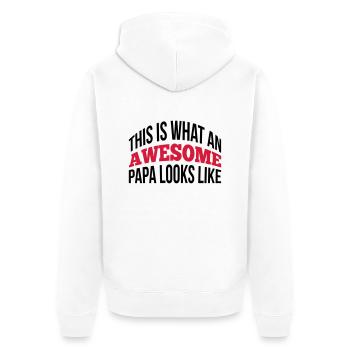 Papa - Unisex Premium Organic Zip Hoodie - white - Back - Thijin (182cm)