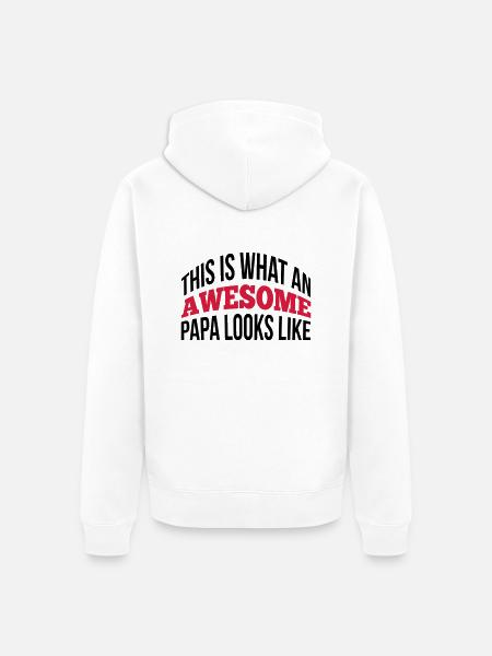 Papa - Unisex Premium Organic Zip Hoodie - white