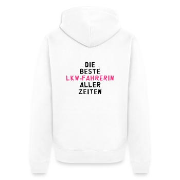 LKW-Fahrer LKW-Fahrerin LWK Lastwagen Möbelpacker - Unisex Premium Bio Zip Hoodie - Weiß - Hinten - Thijin (182cm)