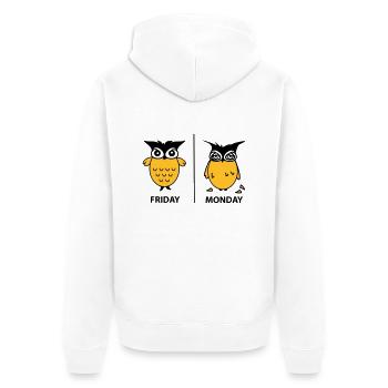 Wochenende der Eulen - Unisex Premium Bio Zip Hoodie - Weiß - Hinten - Thijin (182cm)