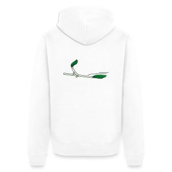 Lustiger Lauch mit Hexenbesen. - Unisex Premium Bio Zip Hoodie - Weiß - Hinten - Thijin (182cm)