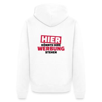 Werbung - Unisex Premium Bio Zip Hoodie - Weiß - Hinten - Thijin (182cm)