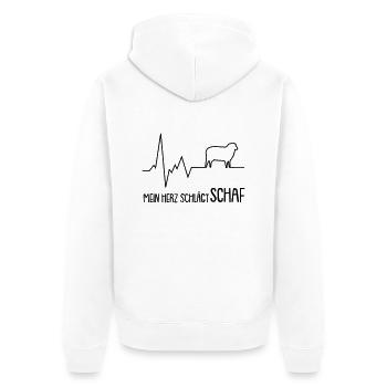 mein herz schlägt schaf - Unisex Premium Bio Zip Hoodie - Weiß - Hinten - Thijin (182cm)