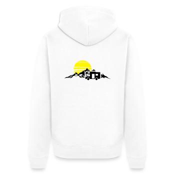 Freizeit - Wohnmobil Berge - Unisex Premium Bio Zip Hoodie - Weiß - Hinten - Thijin (182cm)