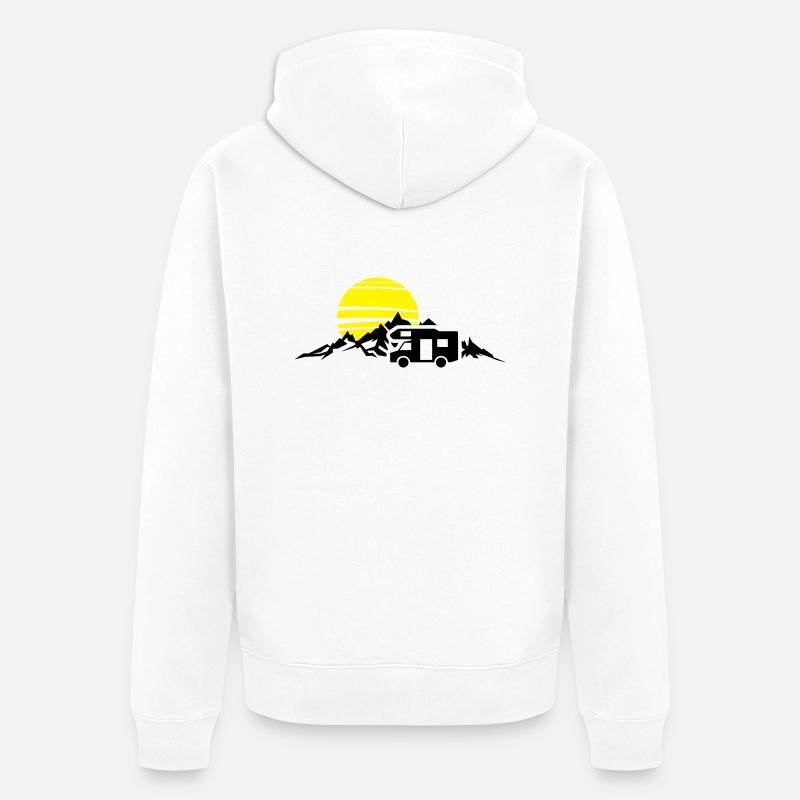 Freizeit - Wohnmobil Berge - Unisex Premium Bio Zip Hoodie - Weiß