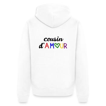 T shirt cousin d'amour, famille, - Veste à capuche bio Premium Unisexe - blanc - Dos - Thijin (182cm)