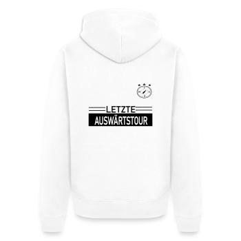 Letzte Auswärtstour Team - Unisex Premium Bio Zip Hoodie - Weiß - Hinten - Thijin (182cm)