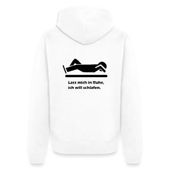 Schlafshirt Schlafen Schlaf Bett Shirt - Unisex Premium Bio Zip Hoodie - Weiß - Hinten - Thijin (182cm)