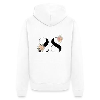 28e anniversaire fleuris (Cadeau de 28 ans) - Veste à capuche bio Premium Unisexe - blanc - Dos - Thijin (182cm)