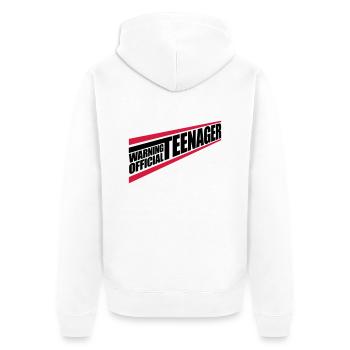 avertissement citation officielle d’adolescent - Veste à capuche bio Premium Unisexe - blanc - Dos - Thijin (182cm)