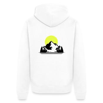 Mountains - Unisex Premium Bio Zip Hoodie - Weiß - Hinten - Thijin (182cm)