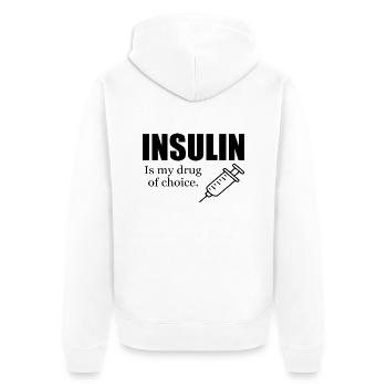 Droge der Wahl lustiger Diabetes - Unisex Premium Bio Zip Hoodie - Weiß - Hinten - Thijin (182cm)