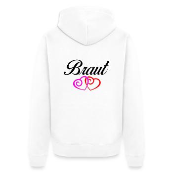 braut 1 - Unisex Premium Bio Zip Hoodie - Weiß - Hinten - Thijin (182cm)