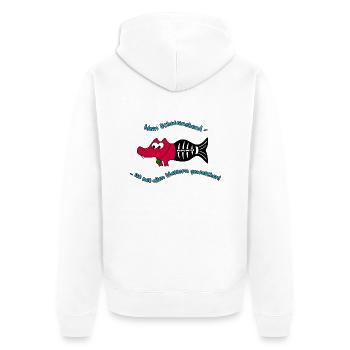 Meerwerkel mit allen Wassern gewaschen - Unisex Premium Bio Zip Hoodie - Weiß - Hinten - Thijin (182cm)