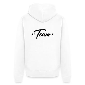 team - Unisex Premium Organic Zip Hoodie - white - Back - Thijin (182cm)