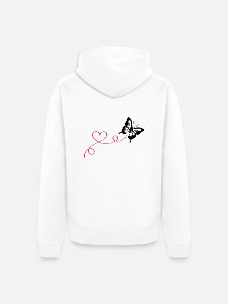 Butterfly Love - Unisex Premium Organic Zip Hoodie - white