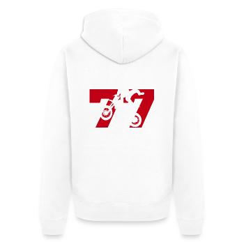 Moto 77 biker - Unisex Premium Organic Zip Hoodie - white - Back - Thijin (182cm)