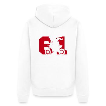 Moto 61 biker - Unisex Premium Organic Zip Hoodie - white - Back - Thijin (182cm)
