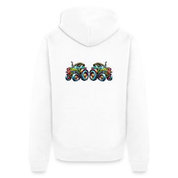 traktor 2 - Unisex Premium Bio Zip Hoodie - Weiß - Hinten - Thijin (182cm)