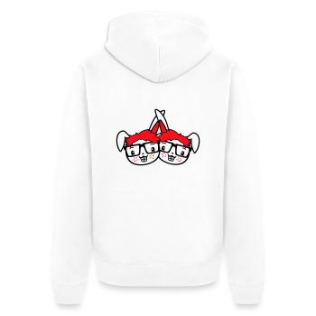 2 Hasen Nerds Geek Hornbrille Team Freunde Crew - Unisex Premium Bio Zip Hoodie - Weiß - Hinten - Thijin (182cm)