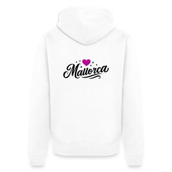Mallorca Herz - Unisex Premium Bio Zip Hoodie - Weiß - Hinten - Thijin (182cm)
