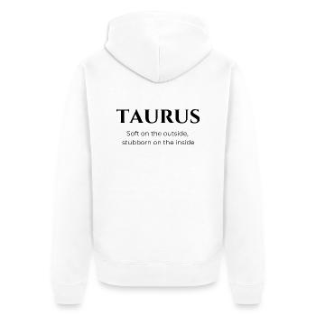 Sternzeichen Stier – mutig und zielstrebig - Unisex Premium Bio Zip Hoodie - Weiß - Hinten - Thijin (182cm)