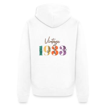 Jahrgang 1933 Blumen - Unisex Premium Bio Zip Hoodie - Weiß - Hinten - Thijin (182cm)