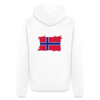 norwegen3 - Unisex Premium Bio Zip Hoodie - Weiß - Hinten - Thijin (182cm)