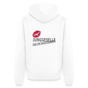 Junggesellenabschied - Zeig mir was ich verpasse - Unisex Premium Bio Zip Hoodie - Weiß - Hinten - Thijin (182cm)