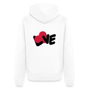 Love Text Valentinstag Logo Herz Liebe Statement - Unisex Premium Bio Zip Hoodie - Weiß - Hinten - Thijin (182cm)