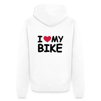 I Love My Bike - Unisex Premium Bio Zip Hoodie - Weiß - Hinten - Thijin (182cm)
