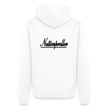 Nuttenpreller - Unisex Premium Bio Zip Hoodie - Weiß - Hinten - Thijin (182cm)