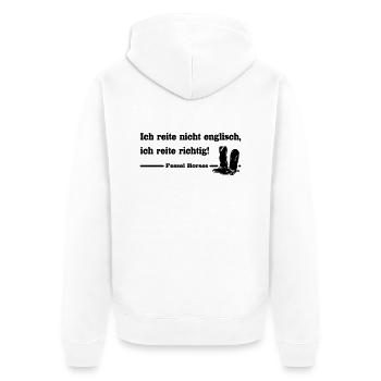 Westernreiter - Unisex Premium Bio Zip Hoodie - Weiß - Hinten - Thijin (182cm)