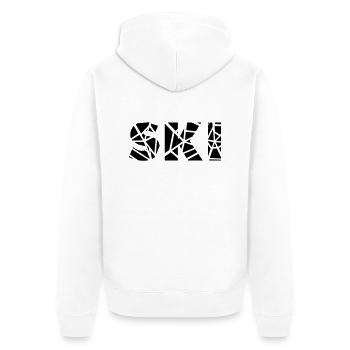 ski - Unisex Premium Bio Zip Hoodie - Weiß - Hinten - Thijin (182cm)