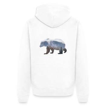 Bär mit Wald - Unisex Premium Bio Zip Hoodie - Weiß - Hinten - Thijin (182cm)