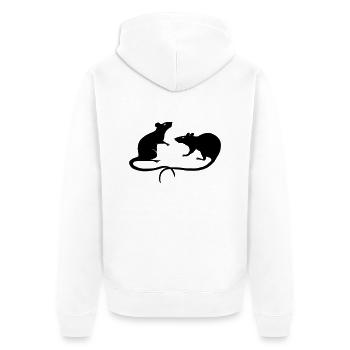 Ratten Duo Ratte Maus Nager Nagetier Rattus Maus - Unisex Premium Bio Zip Hoodie - Weiß - Hinten - Thijin (182cm)