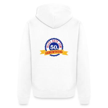 Joyeux 50e anniversaire Anniversaire - Veste à capuche bio Premium Unisexe - blanc - Dos - Thijin (182cm)