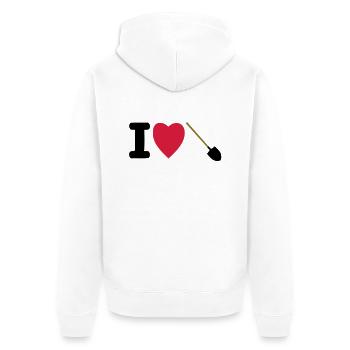 j'aime les pelles - Veste à capuche bio Premium Unisexe - blanc - Dos - Thijin (182cm)