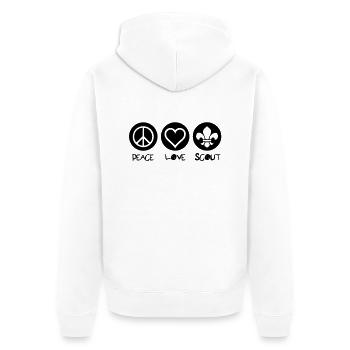 Peace Love Scout - Unisex Premium Bio Zip Hoodie - Weiß - Hinten - Thijin (182cm)