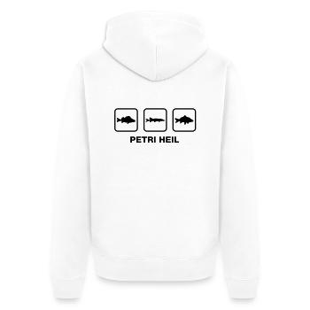 petri_heil_3___f1 - Unisex Premium Bio Zip Hoodie - Weiß - Hinten - Thijin (182cm)