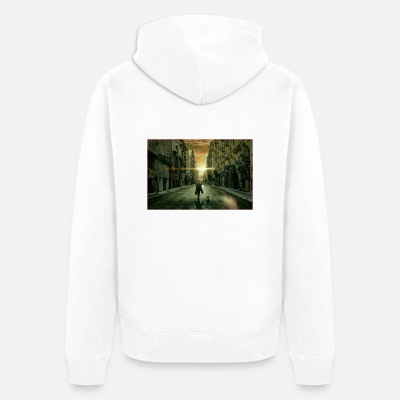 You never walk alone - Unisex Premium Bio Zip Hoodie - Weiß