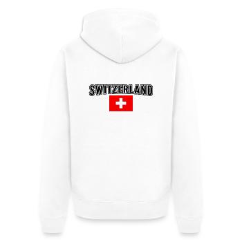 Schweiz - Unisex Premium Bio Zip Hoodie - Weiß - Hinten - Thijin (182cm)