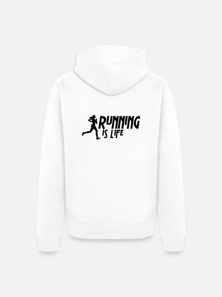 running is life female i 1c - Unisex Premium Organic Zip Hoodie - white