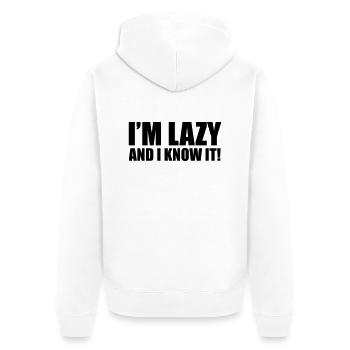 Lazy - Unisex Premium Bio Zip Hoodie - Weiß - Hinten - Thijin (182cm)