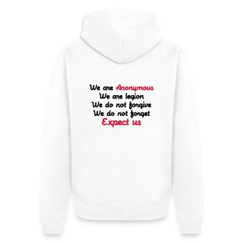 Anonymous - Unisex Premium Bio Zip Hoodie - Weiß - Hinten - Thijin (182cm)