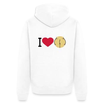 i love ass herz liebe logo rund nackte frau sexy a - Unisex Premium Bio Zip Hoodie - Weiß - Hinten - Thijin (182cm)