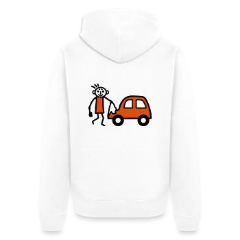 Strichmännchen Autowäsche - V2 - Unisex Premium Bio Zip Hoodie - Weiß - Hinten - Thijin (182cm)