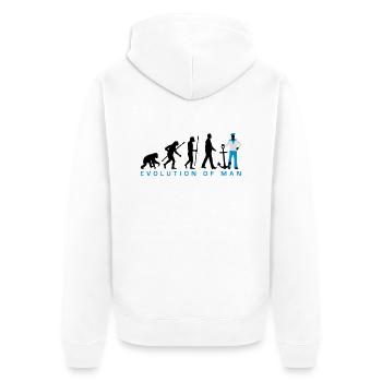 Evolution des Mannes Matrose mit anker - Unisex Premium Bio Zip Hoodie - Weiß - Hinten - Thijin (182cm)