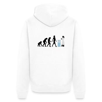 evolution_der_frau_apothekerin_09_201603 - Unisex Premium Bio Zip Hoodie - Weiß - Hinten - Thijin (182cm)