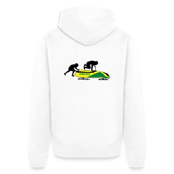 Bob - Team Jamaica - Unisex Premium Bio Zip Hoodie - Weiß - Hinten - Thijin (182cm)